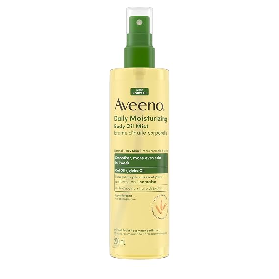 Aveeno Daily Moisturizing Oil Mist - Dry Skin, Sensitive Skin - Oat, Jojoba Oil - Hypoallergenic Body Oil - 200mL