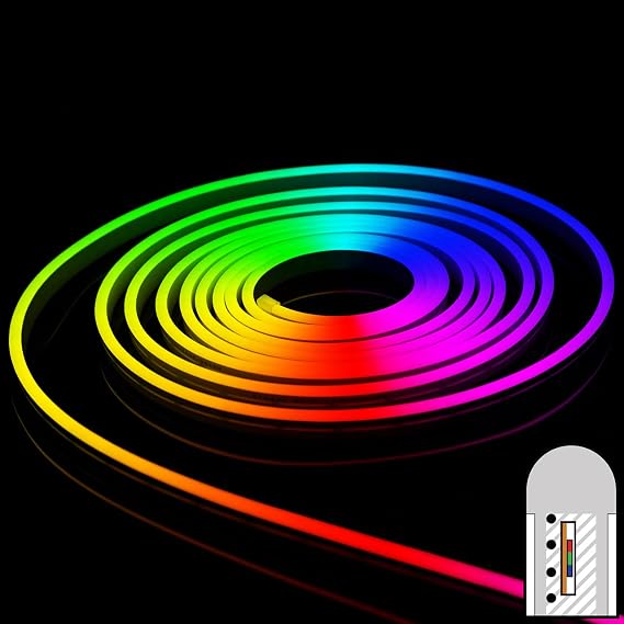 RGB Color Changing Mini LED Neon Strip Light - 12 Volt - 16.4 Feet