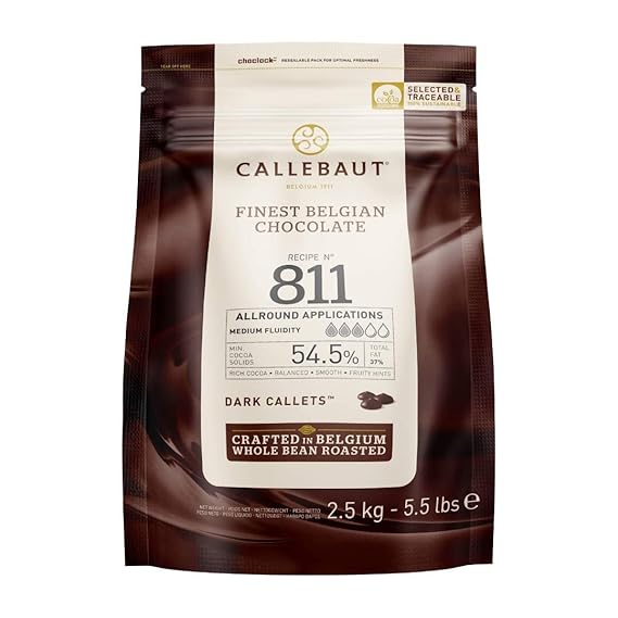 Callebaut Belgian Dark Couverture Chocolate Semisweet Callets, 54.5% - 5.5 Lbs | With 54.5% Cacao