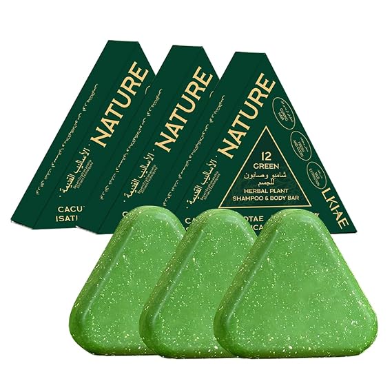 LKIAE Anti-Hair Loss Soap, With Natural Arborvitae Leaves, Usman Grass, Reduce Dandruff, Cleansing, Promote Hair Growth, Smooth, for Face, Body, Hair (Pack of 3)