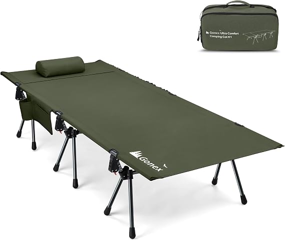 Gonex Camping Cot with Adjustable Height, Portable Folding Cot for Adults