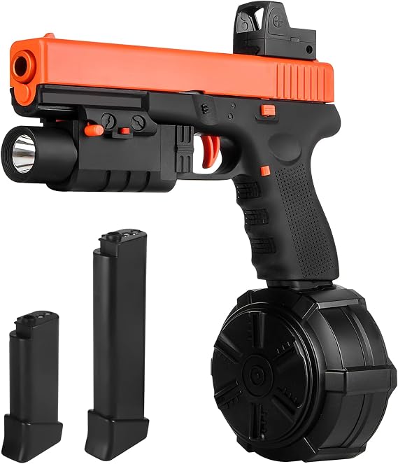Gel Electric Blaster Toys New X2, Full Auto for Outdoor Team Game, Ages 14+ | Birthday Splat-Blaster Includes Drum and Goggles, JM-X2 Upgrade Version orange