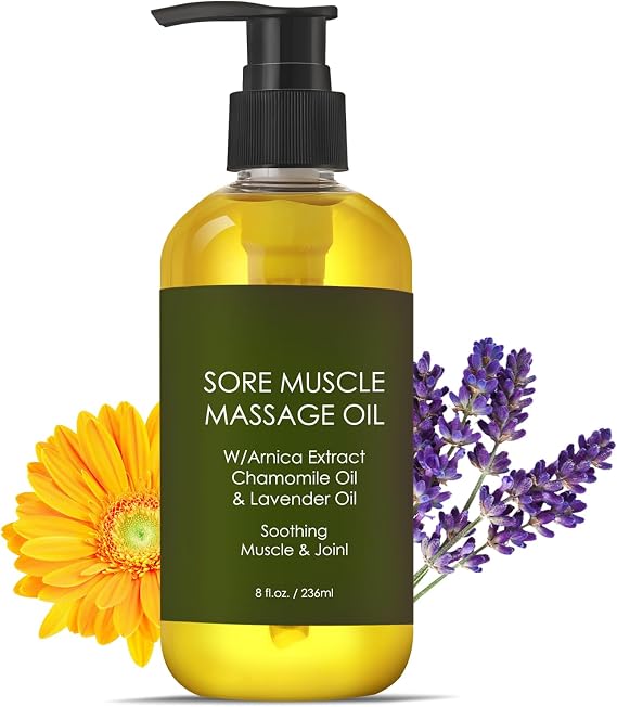 Lavender & Chamomile Sore Muscle Massage Oil for Women, 8 oz