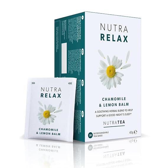 NUTRARELAX - Sleep and Calming Tea Helps with Relaxation and Sleep Includes Chamomile, Lemon Balm and Passionflower - 20 Enveloped Tea Bags - by Nutra Tea - Herbal Tea