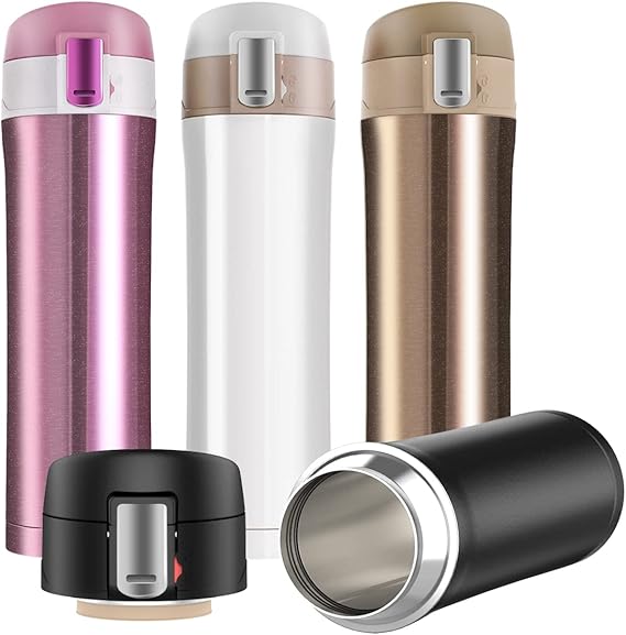 FAPPEN Double Walled Vacuum Flask Thermo, 500ml Stainless Steel Insulated Water Bottle, Flask for Hot and Cold Drinks, Travel Coffee Mug, Sports Water Bottle, Drinks Cup (Gold)