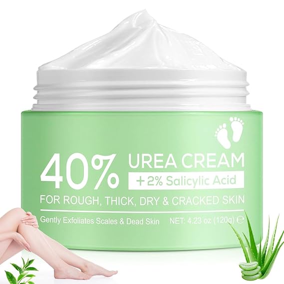 Urea Cream 40 Percent Plus 2% Salicylic Acid, 40% Urea Cream Suitable for Rough and Cracked Skin on Heels Ankles and Knees Deeply Moisturize Exfoliate Soften and Loosen Dry Callused Skin-4.23 Oz(120g)