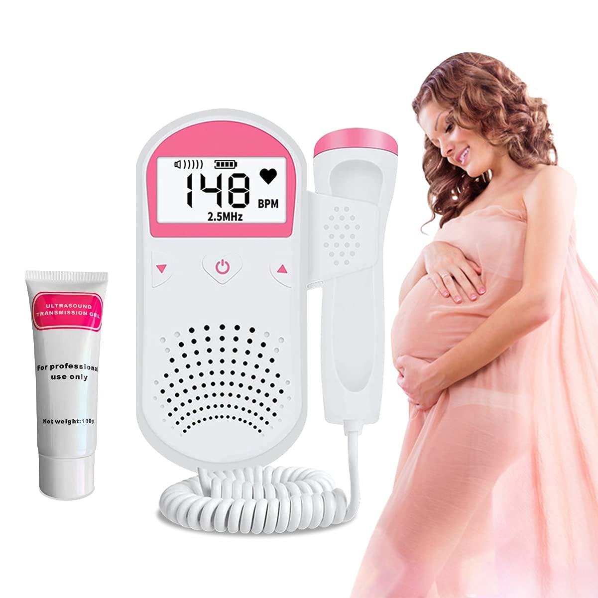 Doppler Fetal Monitor,Baby Heart Rate Monitor,Home Fetal Heart Rate Monitorwith Gel