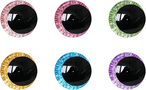 MUCUNNIA 12pcs 40mm 3D Sparkle Moon Safety Eyes for Amigurumi with Washers