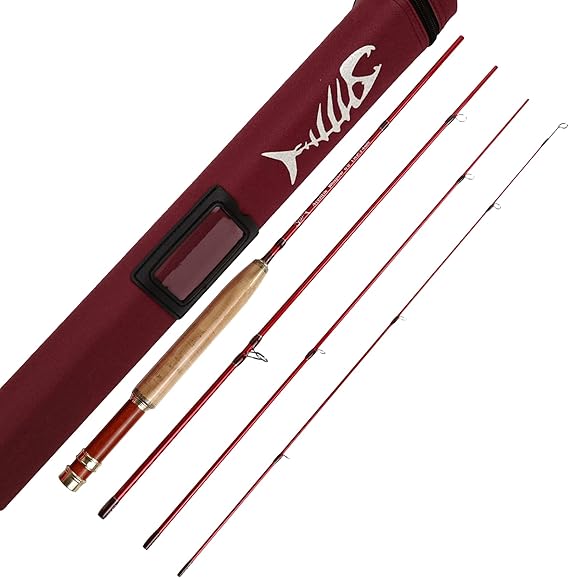 Aventik Whisperer Fly Fishing Rod with Rod Tube | Fast action 6/7ft travel rod; Fits 0/1/2/3/4wt; 24T carbon blank; CNC burl wood reel seat