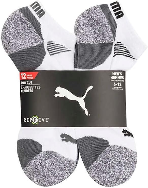 PUMA Mens Repreve Athletic Sock, 12-pair (White)