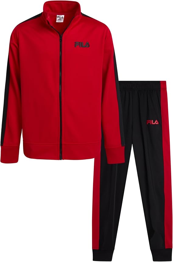 Fila Boys Tracksuit - 2 Piece Athletic Performance Tricot Full Zip Track Jacket and Jogger Sweatpants for Boys