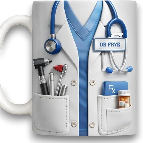 Personalized 3D Effect Doctor Mug, Custom Nurse Ceramic Coffee Cup, Dr Coffee Mug with Stethoscope Design, Doctors & Medical Students Graduation Gifts, 2026 Doctor's Day Nurse Week Gift DS01