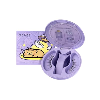 WOSADOBearisBug Soft Magnetic Eyelashes Kit with Aapplicator, [No.10 Ultra Black] 21.5mm Reusable Glue-free Magnetic Lashes, Cruelty-free False Lashes, Waterproof, Lightweight, Suit for Heavy Makeup