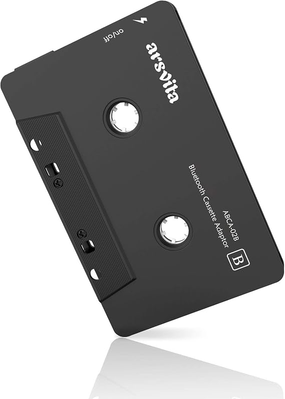 Arsvita Araç Ses Bluetooth Kablosuz Kaset Alıcısı, Teyp Çalar Bluetooth 5.0 Kaset Aux Adaptörü, Siyah