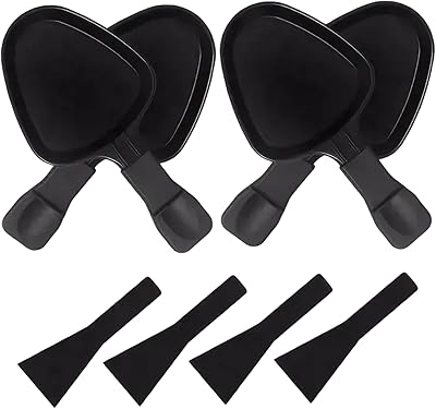 4Pcs Raclette Pan, Metal Raclette Cheese Pan with Nylon Spatula, Replacement Triangular Grill for Cheese, Dessert, Side Dish