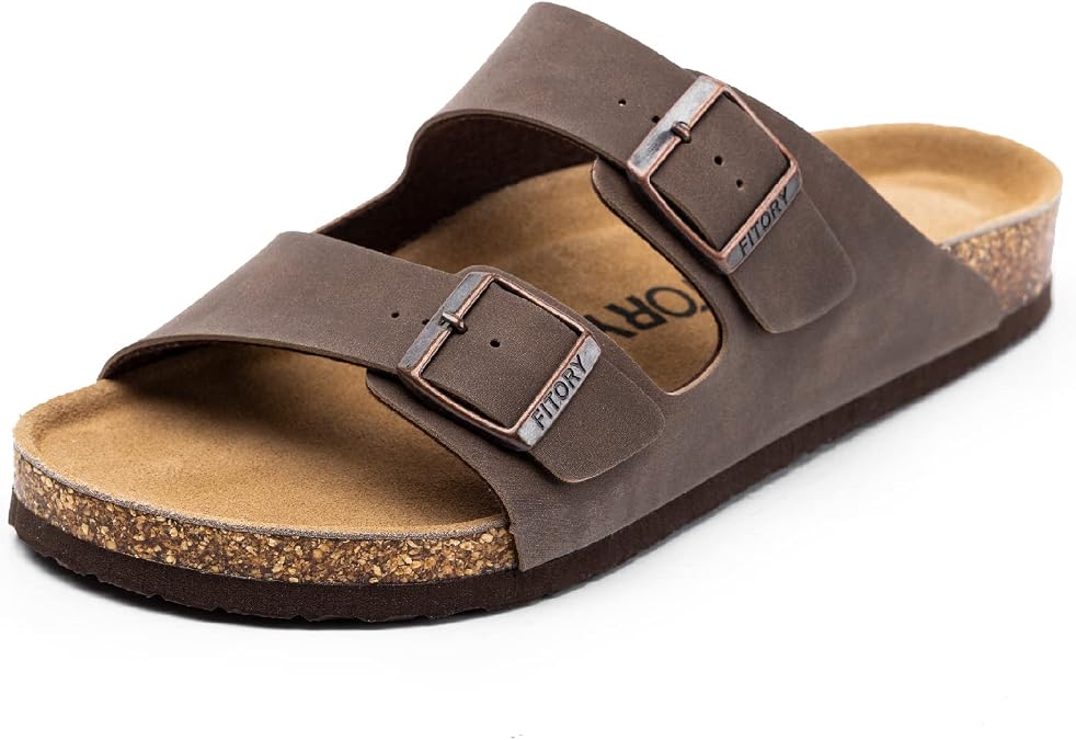 FITORY Men's Sandals, Cork Footbed Slip On Slides Size UK 6.5-13.5