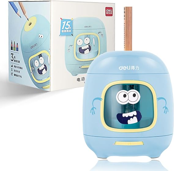 Electric Pencil sharpener,,Battery/2A USB Powered,5000 Times for Blade,Suitable for 6.5-8mm Pencil Sharpener,Automatic Pencil Sharpeners for Kids,School, Home, Office, Classroom (Blue)