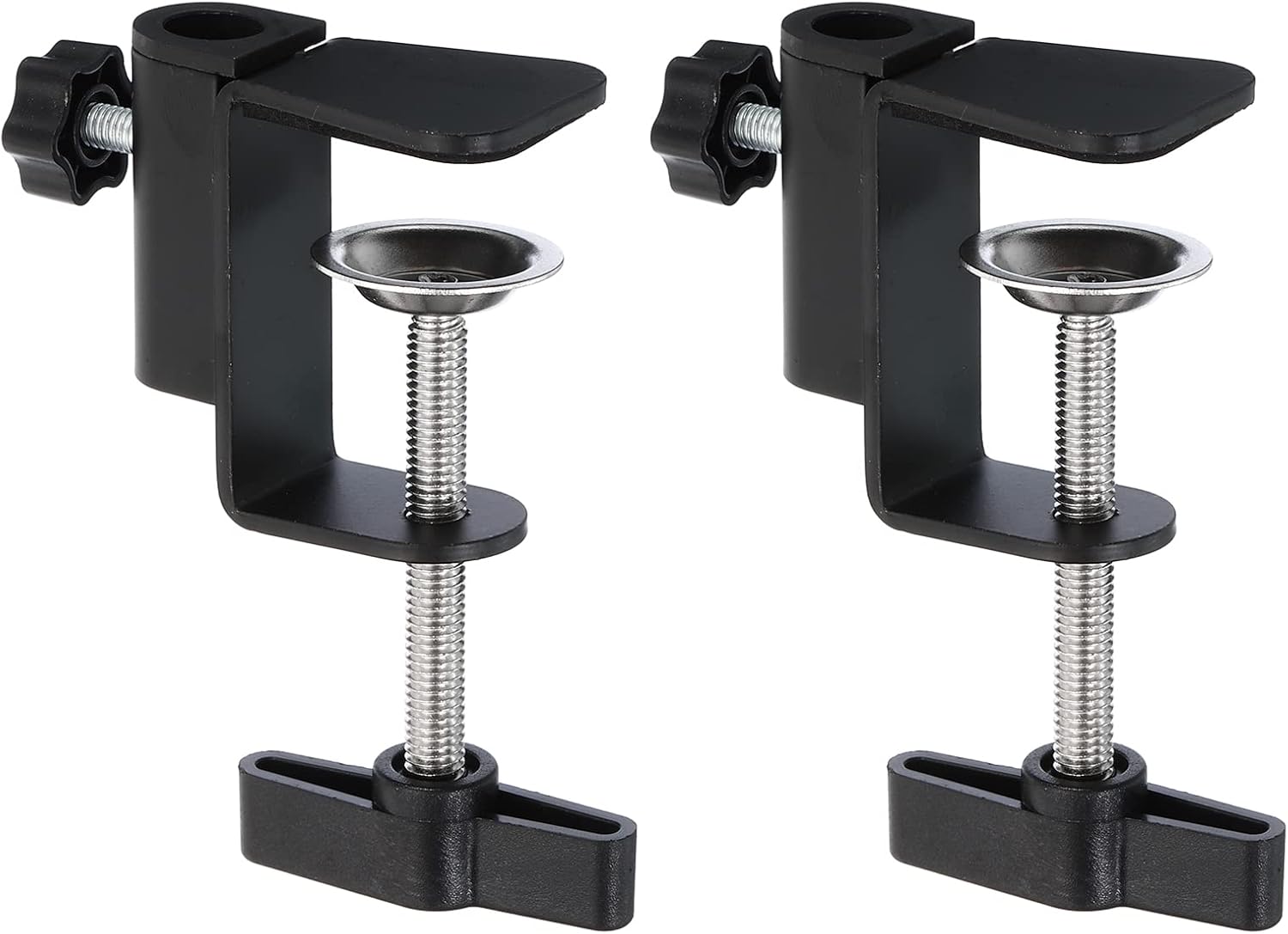 PATIKIL 0.49 Hole Dia. Desk Clamp, 2 Pcs Universal C-Clamp Base with Adjustable Screw for Microphone Mic Arm Table Lamp Mount Holder, Black