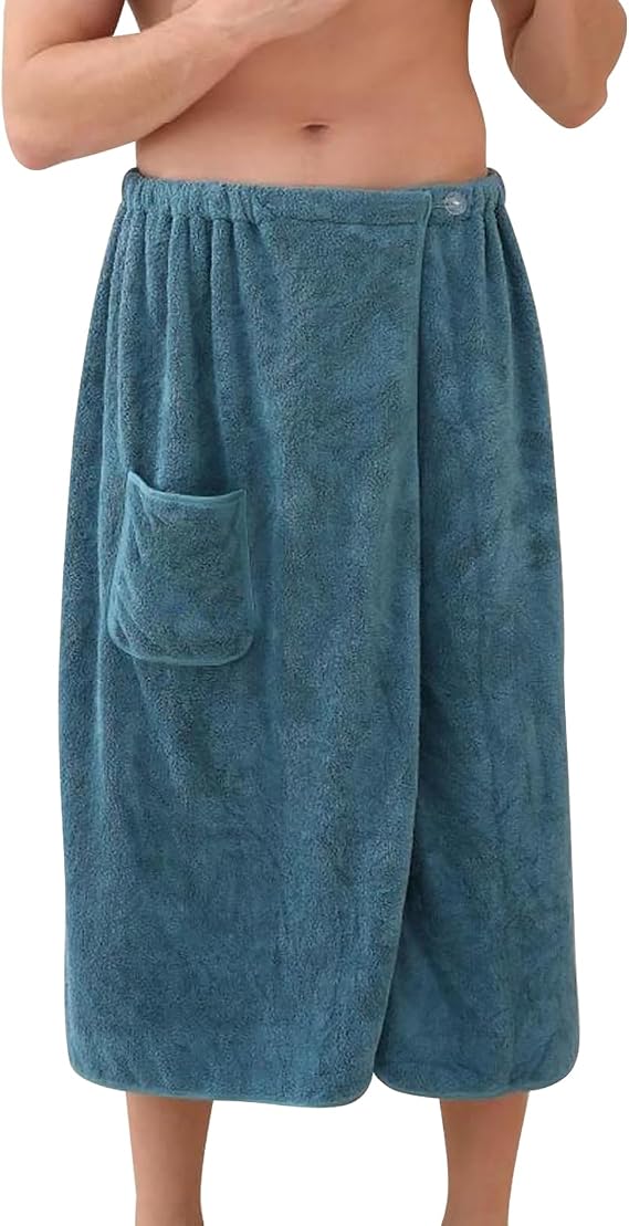 OhMill Men Wearable Bath Wrap Towel - Body Towels for Shower Microfiber Absorbent Quick Dry Body Wrap Towel