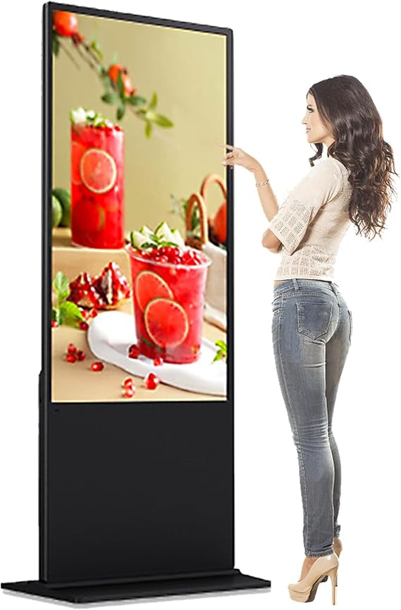Digital Signage Display, 4K Touchscreen Digital Kiosk, Indoor Floor Standing Advertising Player, LED Digital Menu Board with WiFi HDMI/USB Input, for Restaurant, Cafe,50in