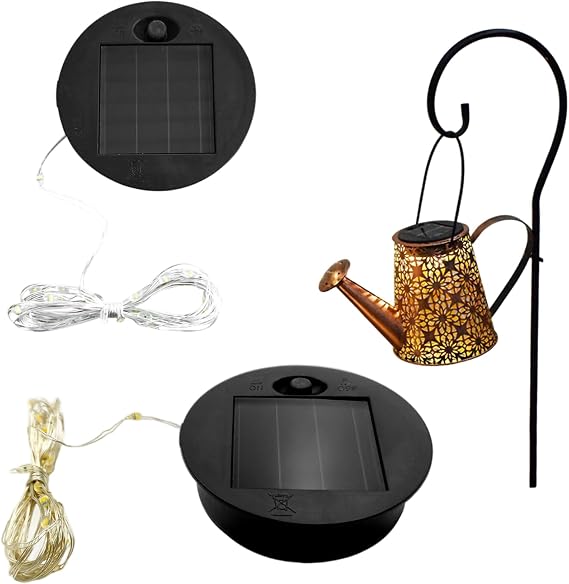 Solar Light Replacement Top, 2pcs 7cm Round Replacement Solar Light Parts with String Lights, Lantern Tops for Garden Lights(Warm-)