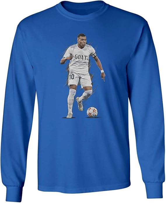 Mbappe Goat Inspired Graphic Madrid 10 Tribute Long Sleeve T-Shirt