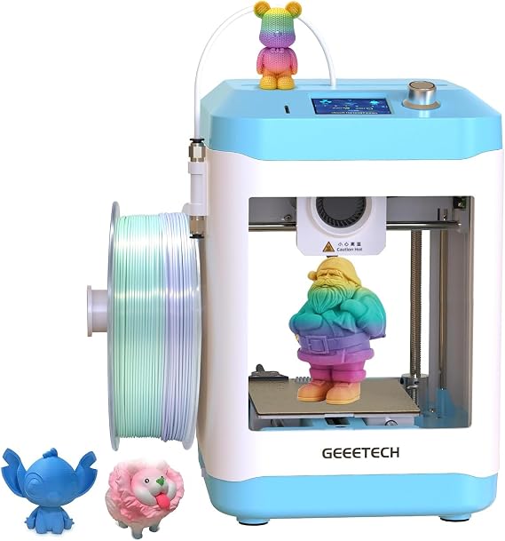 Geeetech Mini 3D Printer for Kids and Beginners, Mini 3D Printer with Automatic Leveling, Fast y Open Source, Fully Assembled Direct Drive Extruder, for Home and School, Printing Area 3.94 x 4.33 x 3.94 inches