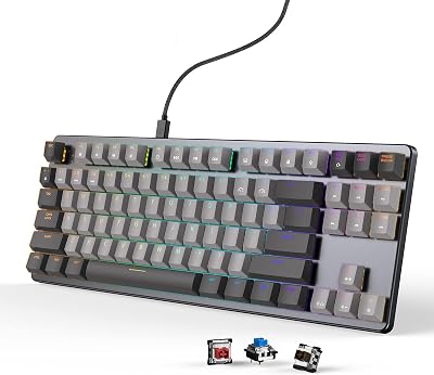 CIDOO 87 Keys RGB Mechanical Keyboard, Low Profile Gaming Keyboard with Aluminum housing, TKL Hot-Swappable Ultra-Slim 80 Percent Keyboard for Gaming and Work, Compatible with Windows System