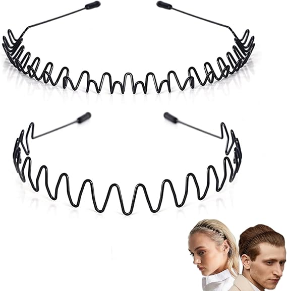 2pcs Metal Wave Hair Band Gym Running Yoga
