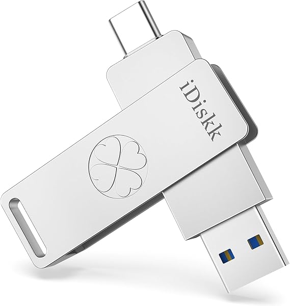 iDiskk 128GB USB-C&USB-A USB3.2 Flash Drive 500MB/s for iPhone Android PC