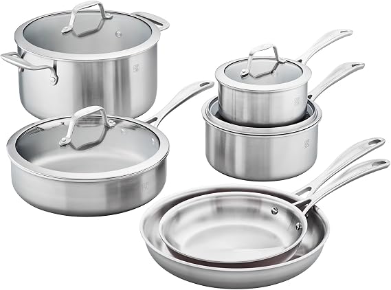 ZWILLING Spirit 3-ply 10-pc Stainless Steel Pots and Pans Set, Dutch Oven, Fry Pan
