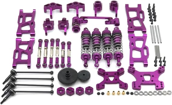 Rc Parts For WLtoys 144010 144001 144002 124017 124019 Metal Upgrade Retrofit 44T 27T Gear Drive Shaft 14 Pack RC Car Parts(Purple)