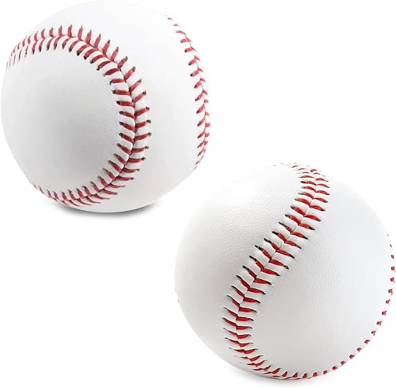 2pcs PU Leather Material Baseballs, Hand-stitched Soft Foam Baseball, Outdoor Sports High Elastic Trainning Ball, Round Baseball for Youth and Adult Practice of all Ages and Experience Levels