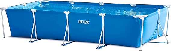 INTEX 28273 Rectangular Blue Rectangular Frame Pool, 17.7 x 86.6 x 33.1 inches 450 x 220 x 84 cm