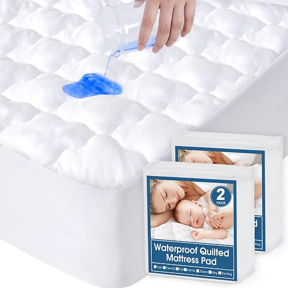 2 Pack Twin Extra Long (XL) Mattress Protector Pad Cover Waterproof Quilted