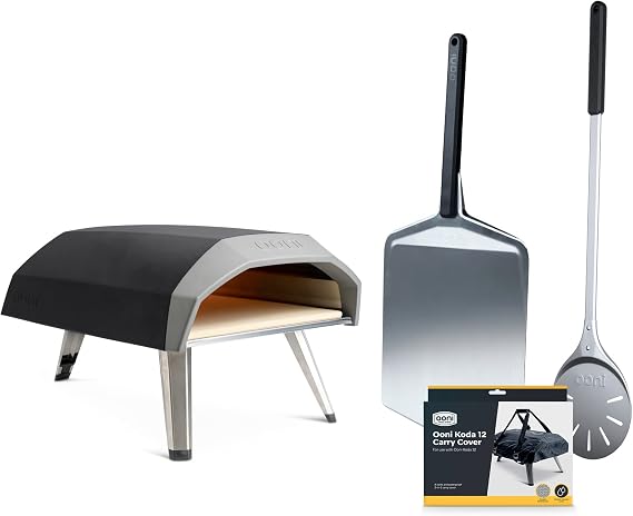 Ooni Koda 12 Portable Gas Pizza Oven Bundle - Includes 12" Pizza Peel, Turning Peel and Koda 12 Carry Cover