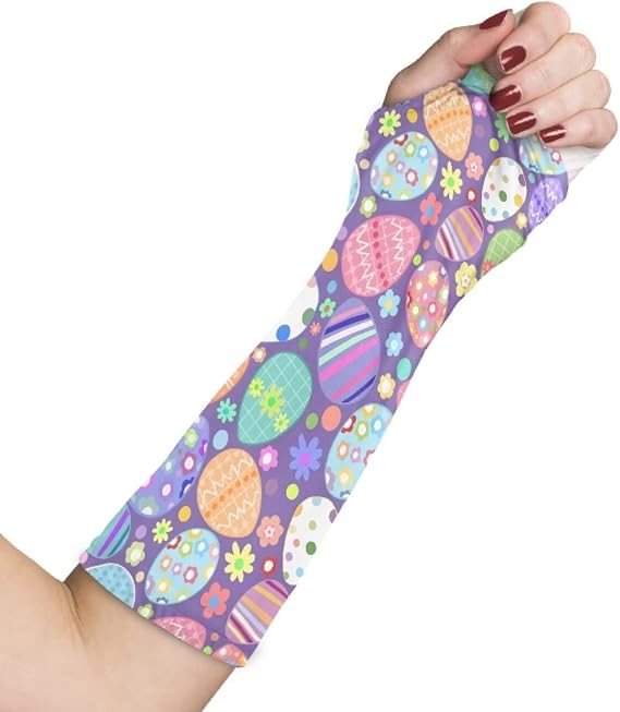 Purple Eggs Arm Cast Cover Elastic Arm Cast Protector Easter Decorative Cast Cover Removable Arm Cast Protector Small Scratcher Protector Sleeves for Arm Women