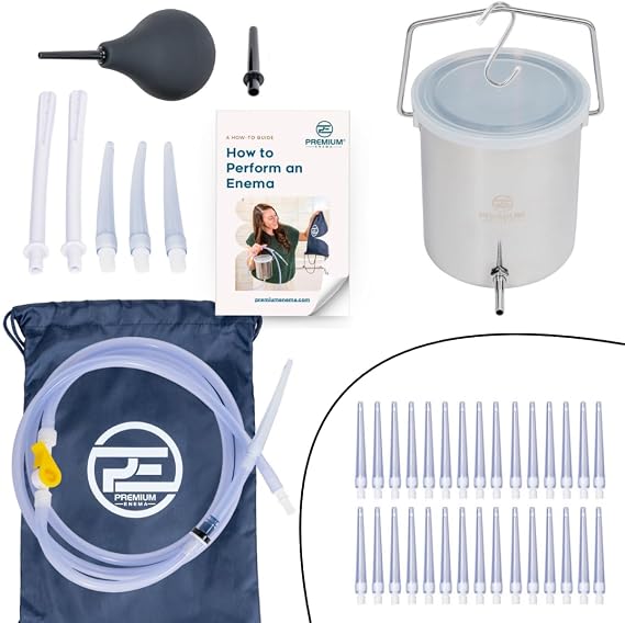 Enema Kit Bundle with 30-Pack Replacement Tips (2 Items)