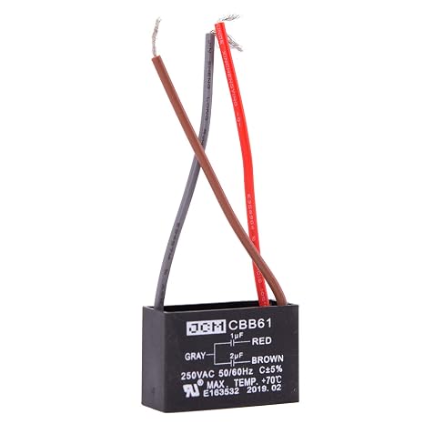 JCM CBB61 Ceiling Fan Capacitor 1 + 2 uF 250VAC 50/60Hz 3 Wire
