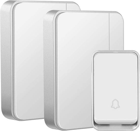 No Battery Required Wireless Doorbell Waterproof, AURTEC Door Chime Kit with 2 Plug-in & 1 Press Self-Powered Transmitter, 51 Chimes, 4 Volume Levels, White...
