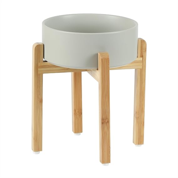 Havniva Dog Bowls Elevated, Ceramic Dog Food and Water Bowl | 8.3 Raised Dog Food Bowl, Elevated Dog Bowls with Bamboo Stand, Non-Slip Dog Water Bowl for Large Dog, Large Capacity