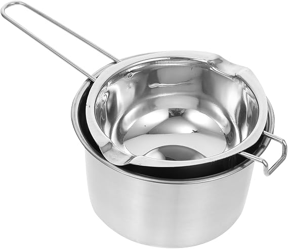 SEWACC Double Boiler Pot Set for Candle Making and Wax Melting with Stainless Steel Water Pot 11Oz Capacity Ideal for Stove Top Chocolate and Cheese Melting