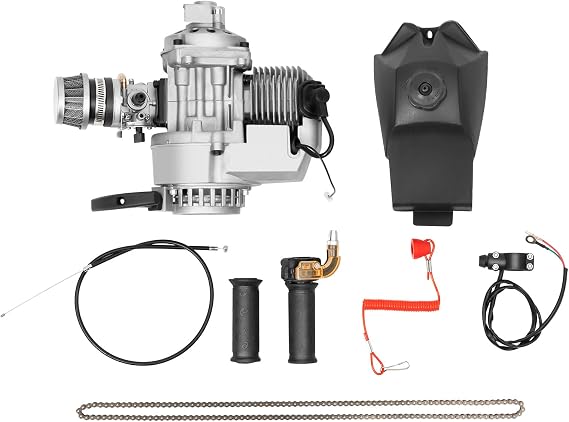 49CC 2-Stroke Mini Motorcycle Engine, Pull Start Engine Motor Kit For Mini Pocket Dirt Bike Pocket Scooter ATV, Single Cylinder Recoil Air Forced Cooling Engine Motor Kit