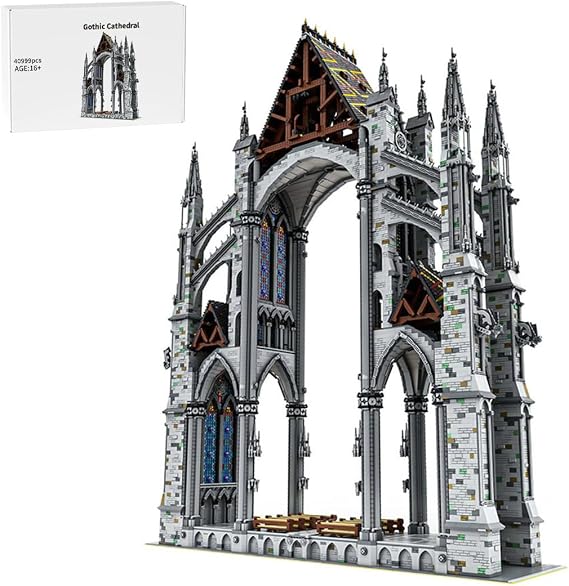 Gothic Church Modular Building Block Set, 1/42 Medieval Cathedral Cross-Section Detailed Miniature Brick Set for Advanced Builders, for Adults and Teens (40999 PCS)