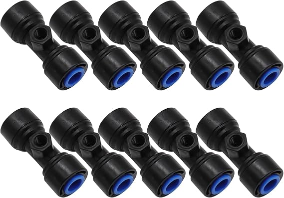 10pcs Black Misting Nozzles Tees For Outdoor Patio Misting System 1/4 Inch Slip Lock Nozzles Connectors 10PCS 0.65cm 1/4 Inch Misting Nozzle Tees Conectors For Outdoor Cooling Patio Misting