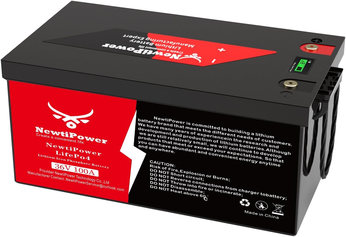 36V 100Ah Golf Cart Lithium LiFePO4 Battery, 120A BMS Grade A Cells Deep Cycle Rechargeable Battery,10000 Cycles,Perfect for Golf Cart,Trolling Motor,RV,Off Grid Applications