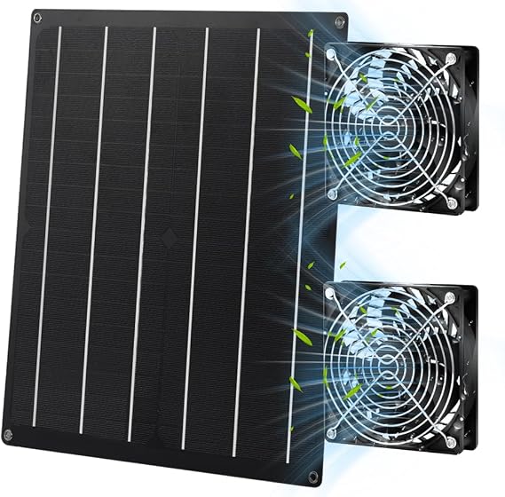 Solar Fan for Chicken House 20W Solar Powered Fan Dual IP65 Waterproof Fan for Outdoor Solar Panel Kit