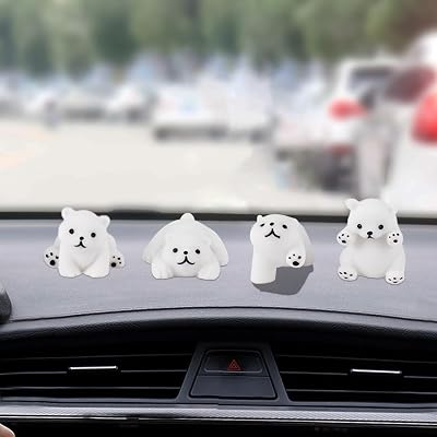 Polar Bear Car Rearview Mirror Accessories, Dashboard Car Ornament, Cute Funny Animal Decoration Presents, Auto Rearview Mirror Interior Accessories for Home Garden Office Polar Bear-4 pcs