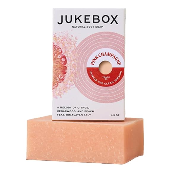 JUKEBOX Natural Womens Bar Soap, Body Soap Bar (5oz, 1-Pack) | Shower & Bath Soap, Cold Process With Natural Oils, Gifts for Women, Pink Champagne