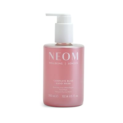 Neom Complete Bliss Hand Wash, 300ml | Blush Rose, Lime & Black Pepper I Natural colour derived from gardenia fruit I 100% Recyclable Bottle I Refillable